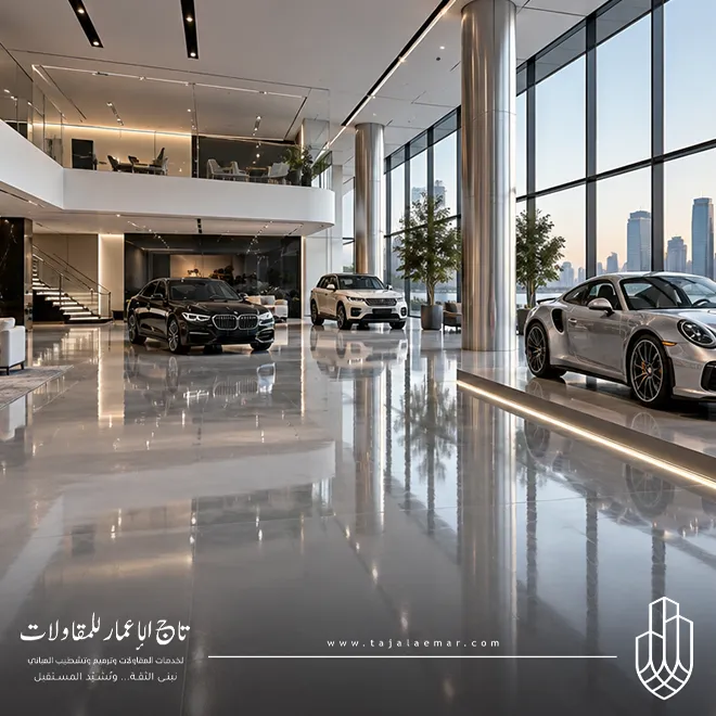 من أعمالنا تركيب ايبوكسي لمعرض سيارات شمال الرياض